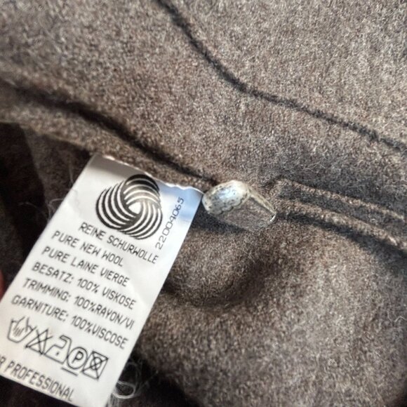 Geiger Collections Womens Brown Pure Wool Fur Trim Cardigan Sweater Coat Size 40 - Picture 7 of 13